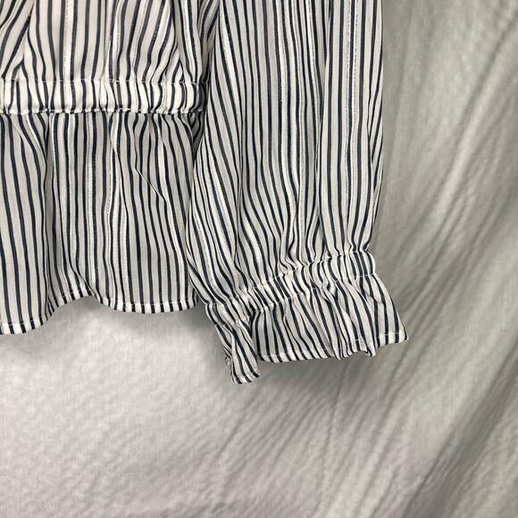 Loft Women's Size Medium Striped Peplum Blouse - Picture 5 of 8